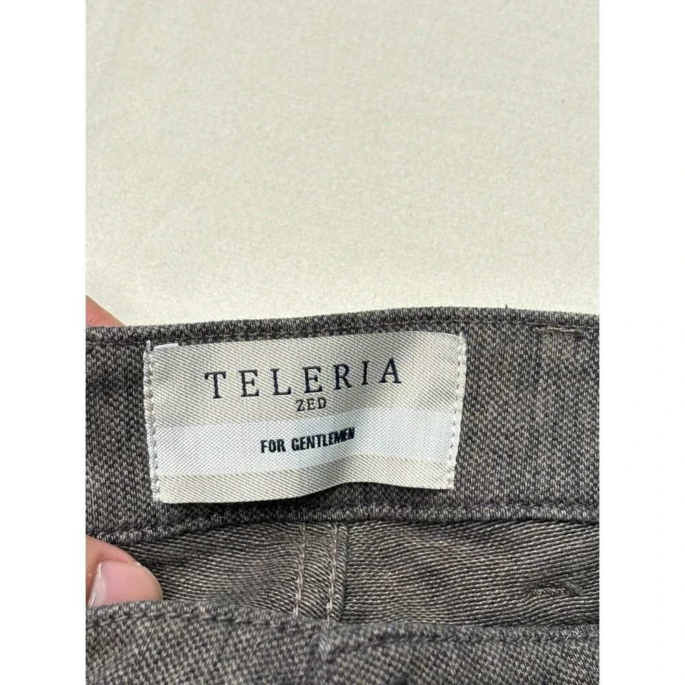 Teleria Zed Cobra 19 Grey Textured Pants Mens 38X29 Made in Italy Straight Leg